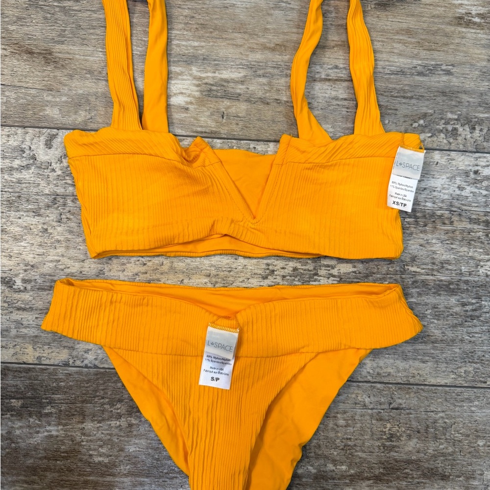 L*Space Orange Bikini Set Top is XS and Bottom is Small